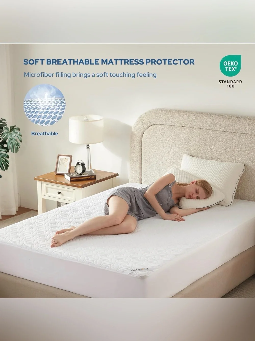 BEDLORE Waterproof Mattress Protector, Full Size Mattress Pad (White) NEW
